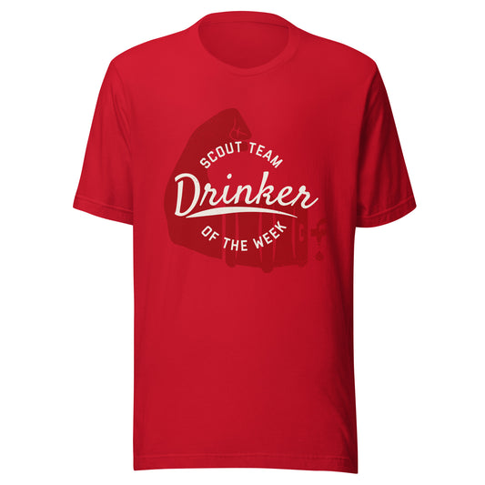 Scout Team Drinker of the Week (Red with White Script)