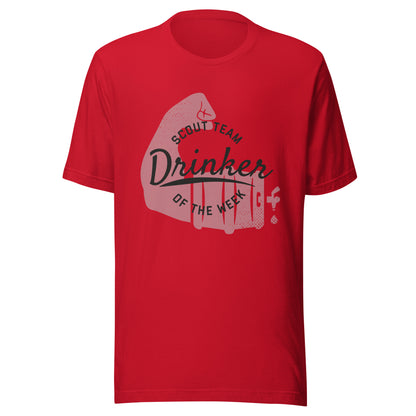 Scout Team Drinker of the Week (Red with Black Script)