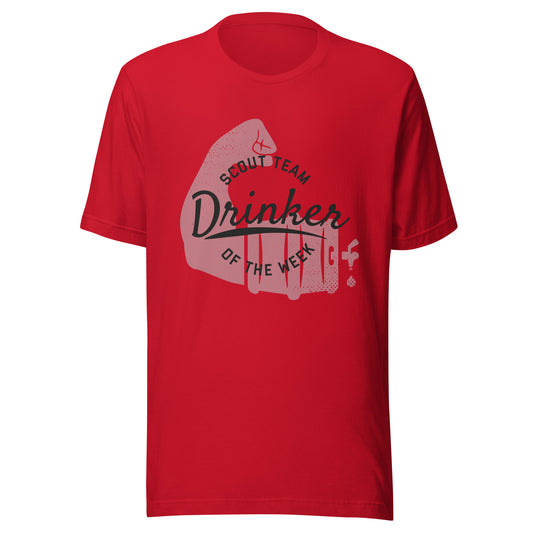 Scout Team Drinker of the Week (Red with Black Script)